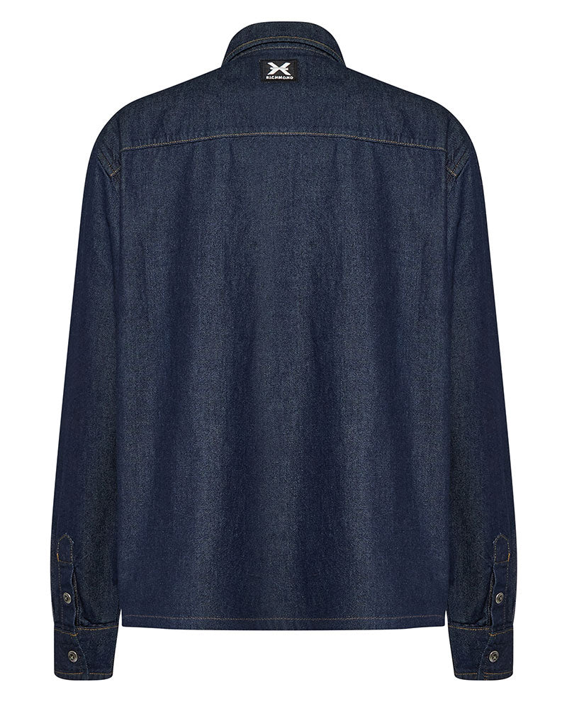Richmond X Camicia in Denim con Logo Colore Blu
