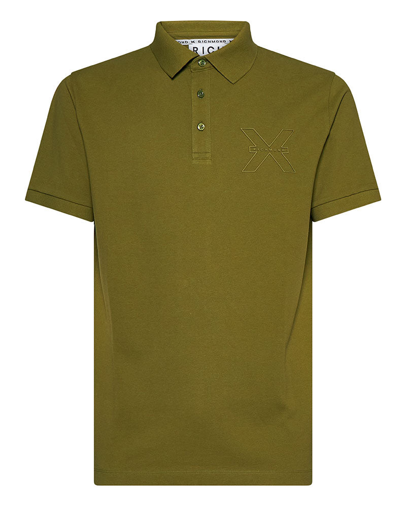 Richmond X Polo Tinta Unita con Logo da Uomo Colore Verde