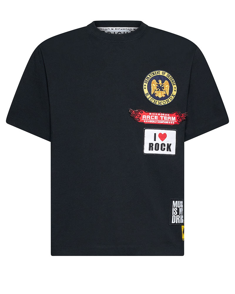 Richmond X T-Shirt Girocollo con Stampa da Uomo Colore Nero