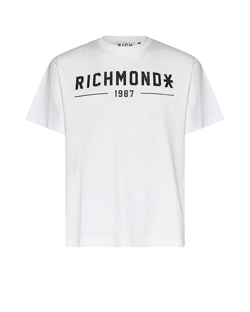 Richmond X T-Shirt con Logo Centrale da Uomo Colore Bianco