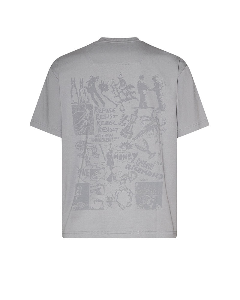 Richmond X T-Shirt con Logo Centrale e Stampa Retro Colore Grigio