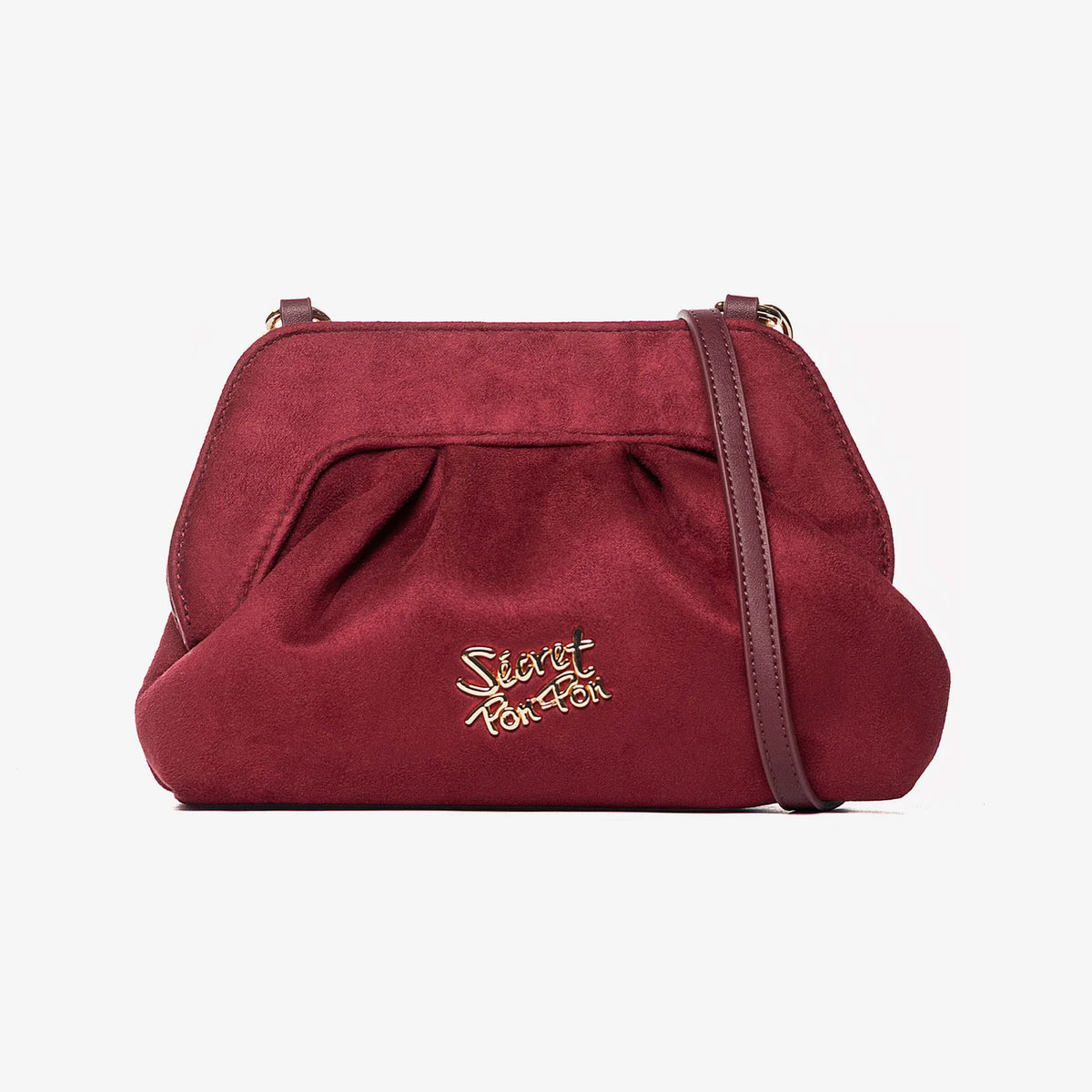 Secret Pon Pon Borsa Margaret Suede Clutch Small Colore Bordeaux