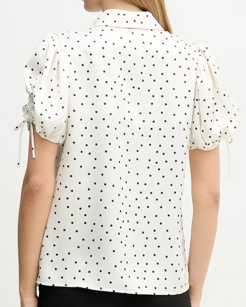 Silvian Heach Blusa con Scollo a Lacci Colore Bianco a Pois