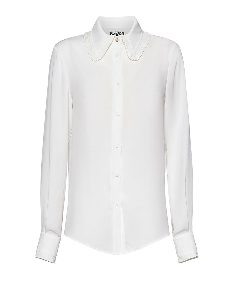 Silvian Heach Camicia con Colletto Tondo da Donna Colore Bianco
