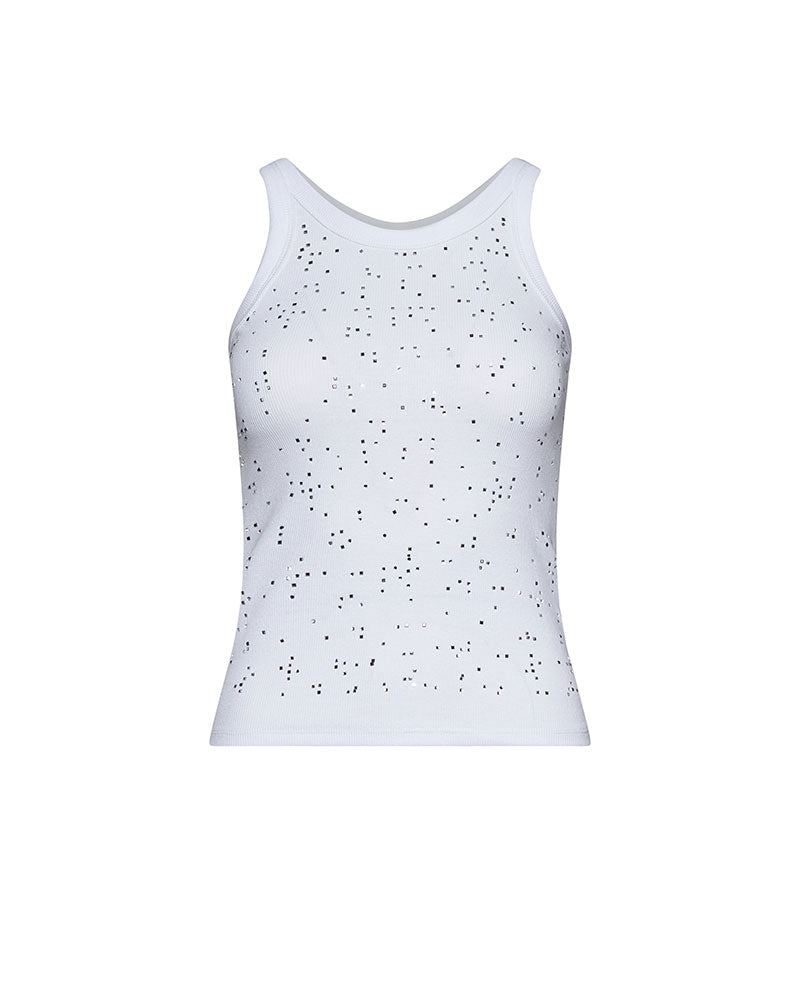 Silvian Heach Canottiera a Bratella con Punti Luce Colore Bianco