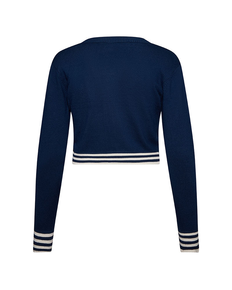 Silvian Heach Cardigan Crop con Righe da Donna Colore Blu Navy