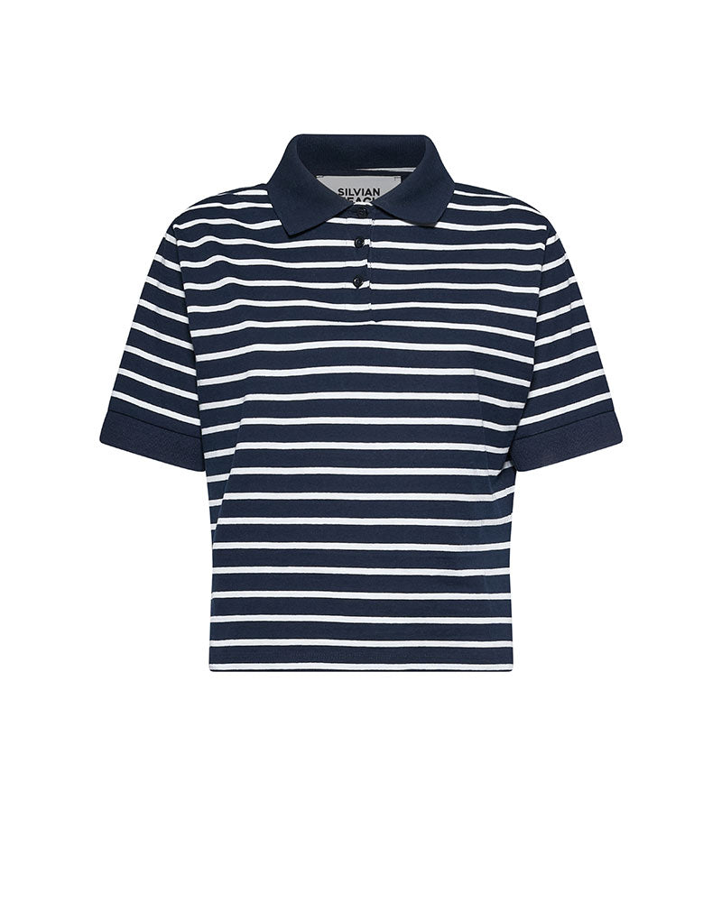 Silvian Heach Polo a Righe da Donna Colore Blu