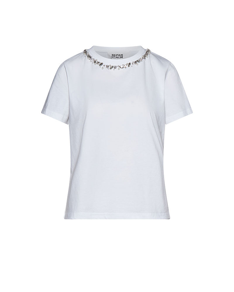 Silvian Heach T-Shirt con Punti Luce Girocollo Colore Bianco