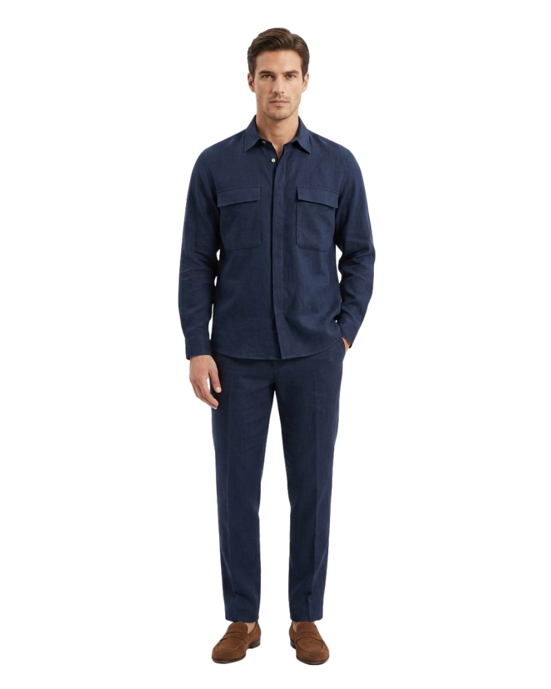 Grillo Sport Camicia Uomo Colore Blu Navy con Tasche Frontali