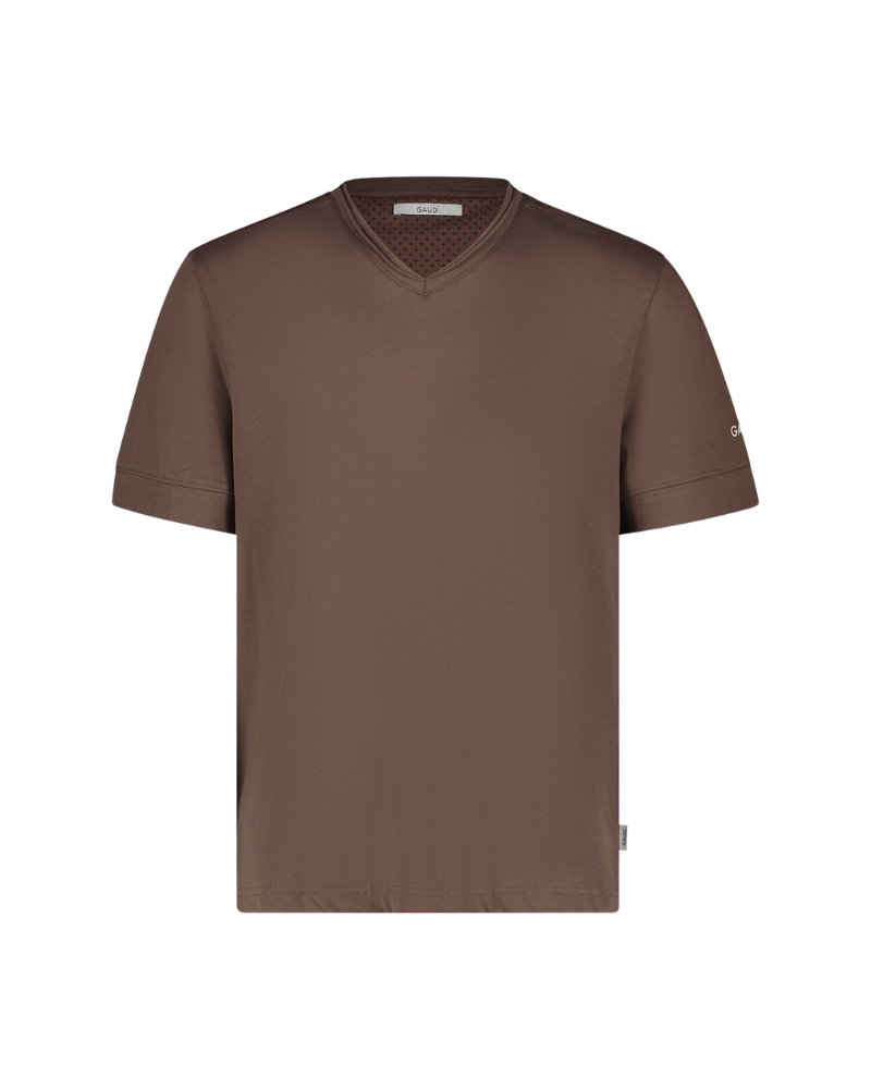Gaudì T-Shirt Uomo con Scollo a V Colore Marrone