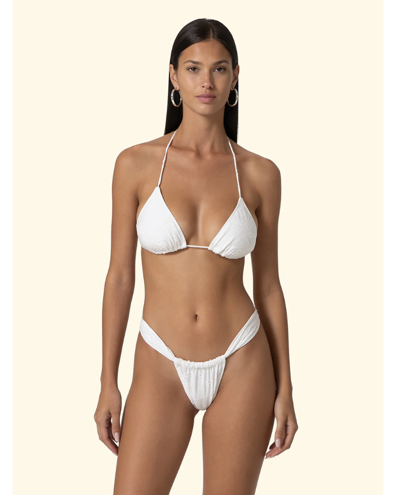 F**K Bikini Donna Triangolo con Slip Brasiliano Fisso Bianco