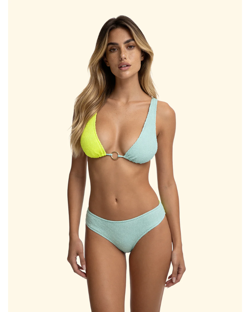 F**K Bikini Donna Triangolo Alto con Slip Culotte Fissa Verde Acqua