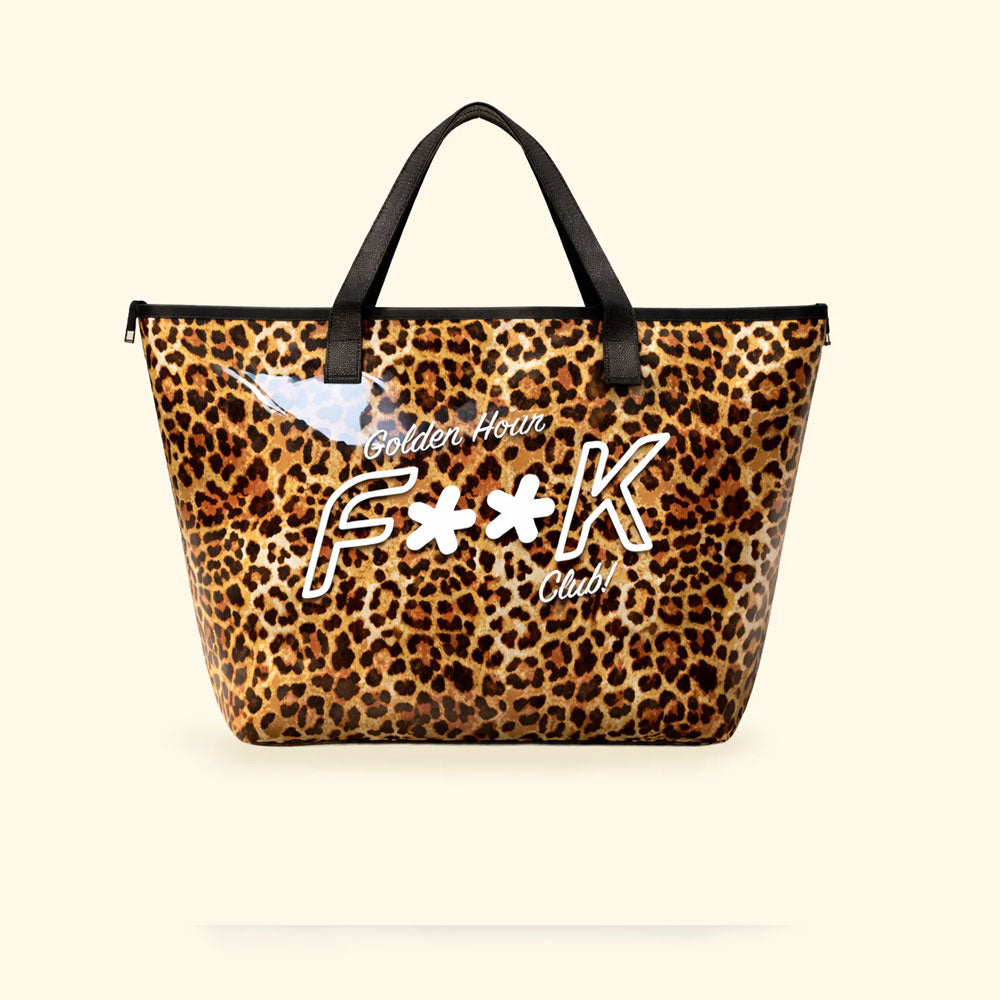 F**k Maxi Borsa Mare in PVC Colore Leopardato