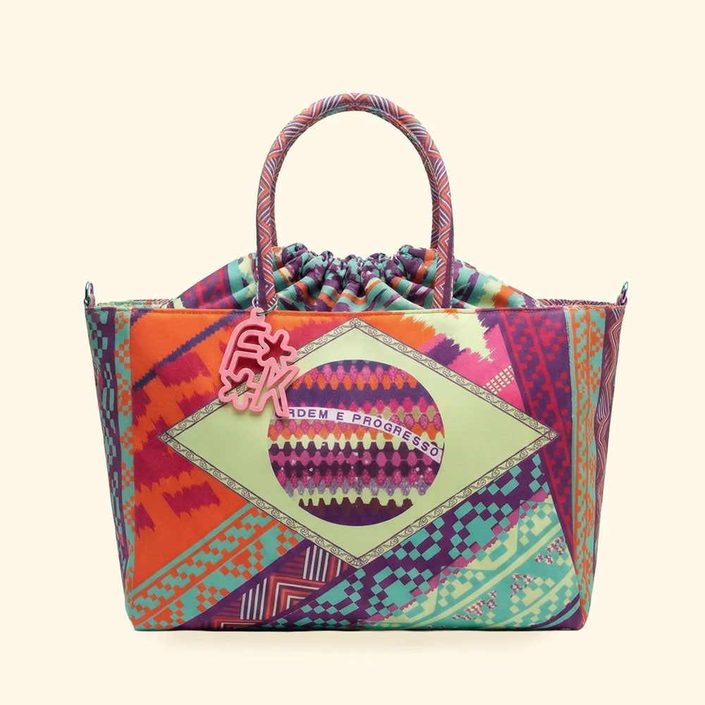 F**k Borsa Mare con Fantasia in Poliestere Multicolore