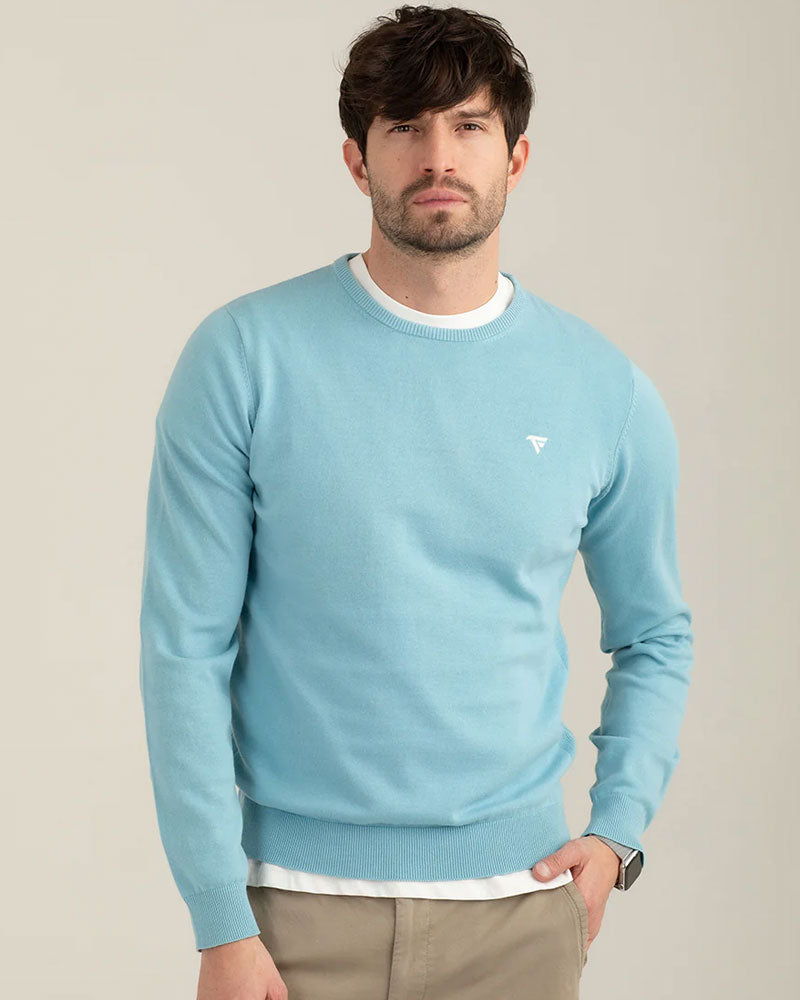 Fred Mello Maglia Girocollo a Maniche Lunghe Colore Acqua