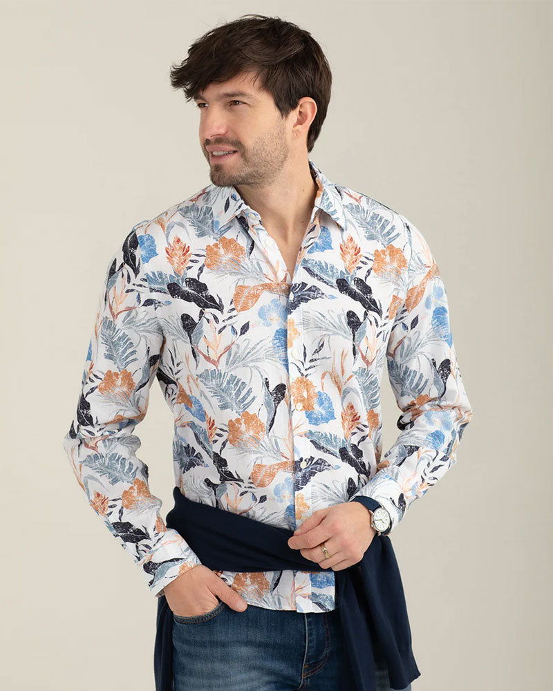 Fred Mello Camicia Stampata Colore Rust