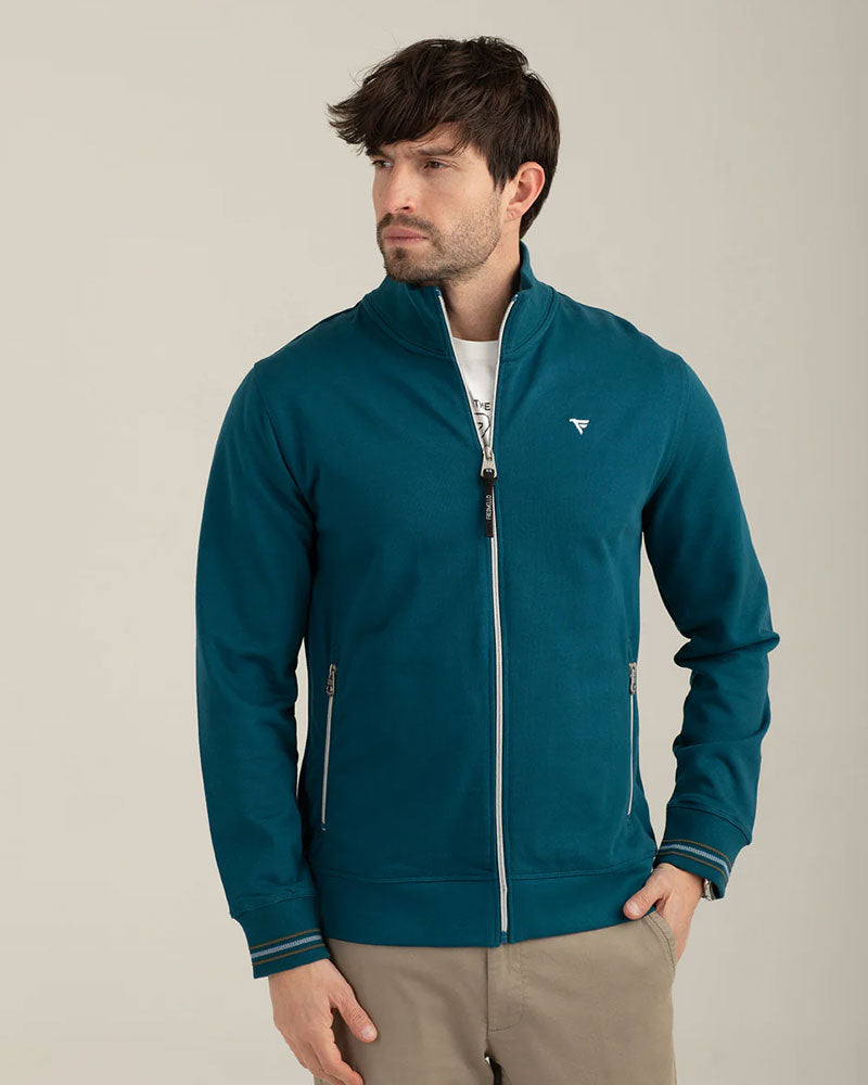 Fred Mello Felpa Full Zip con Collo a Listino Colore Atlantic