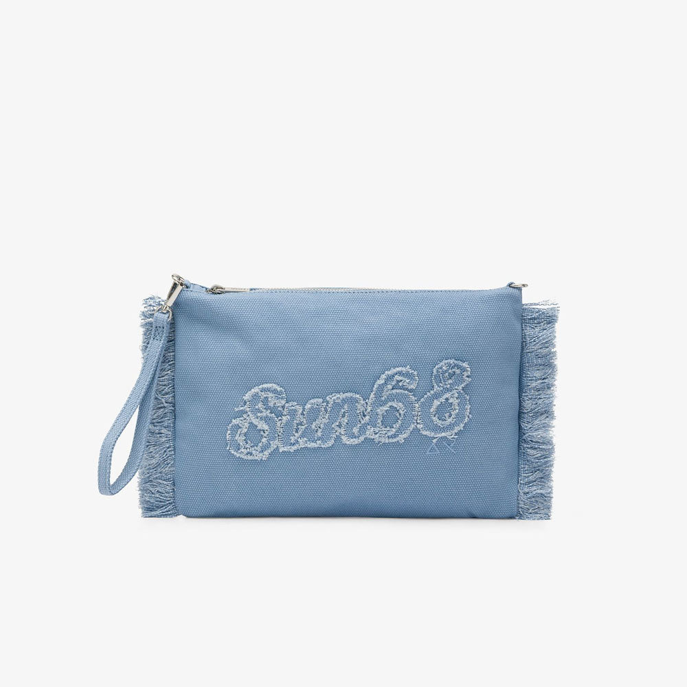 Sun 68 Pochette in Tela con Frange Colore Azzurro