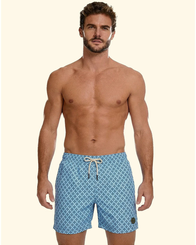 F**k Shorts Mare con Fantasia Colore Azzurro