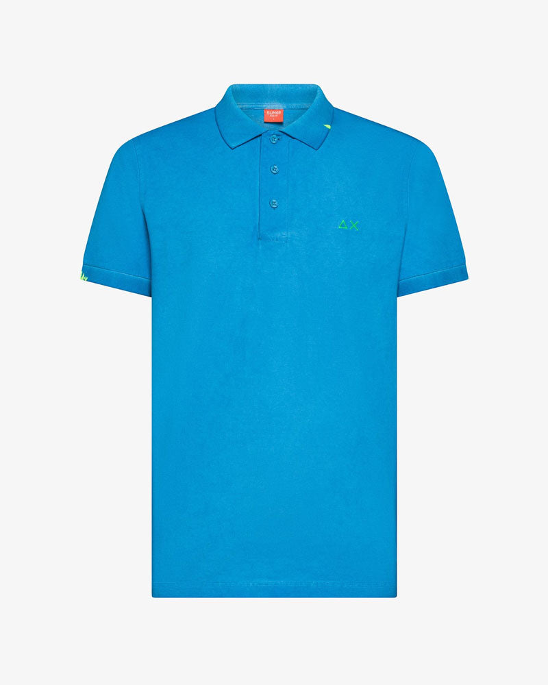 Sun 68 Polo Vintage in Piquet di Cotone Colore Azzurro
