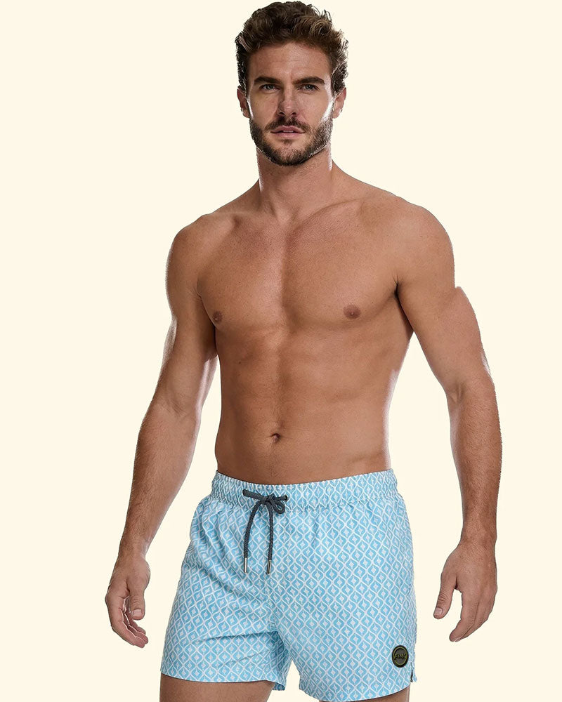F**k Boxer da Bagno con Fantasia Colore Azzurro