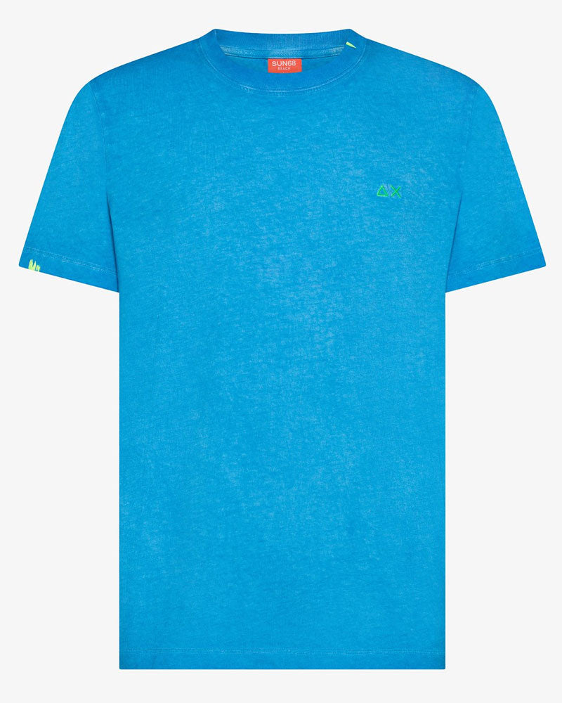 Sun68 T-Shirt in Jersey di Cotone con Logo Colore Azzurro