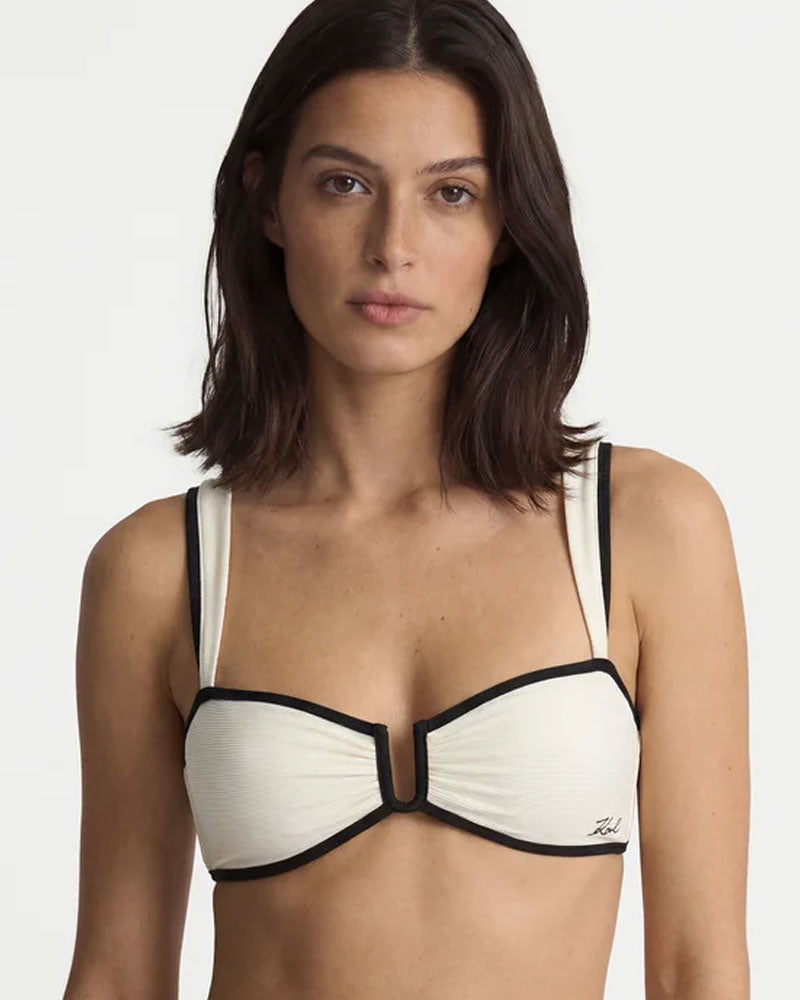Karl Lagerfeld Bikini Pezzo Sopra Bicolore Colore Beige