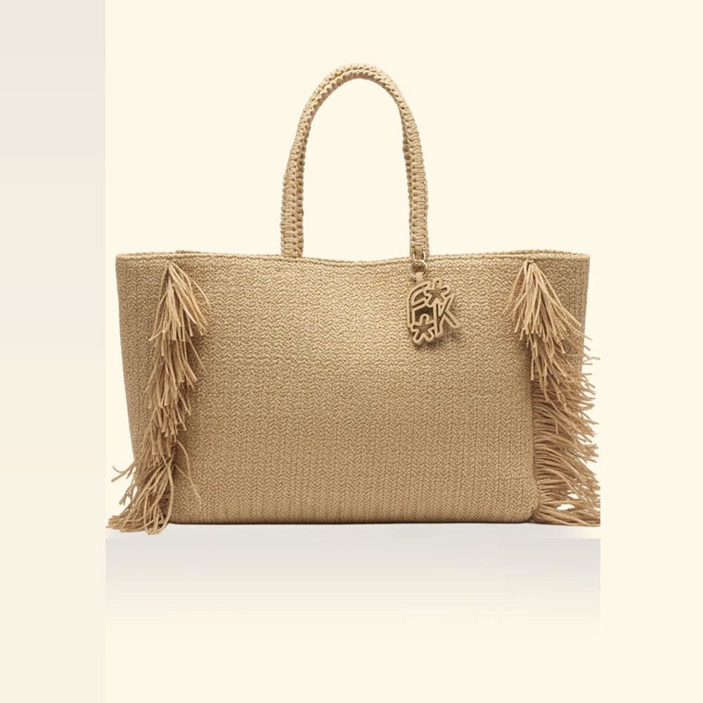F**k Borsa Maxi con Frange Colore Beige