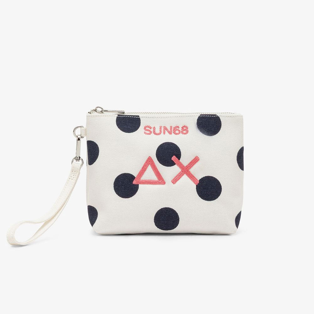 Sun68 Pouch in Tela Stampato Colore Panna/Blu