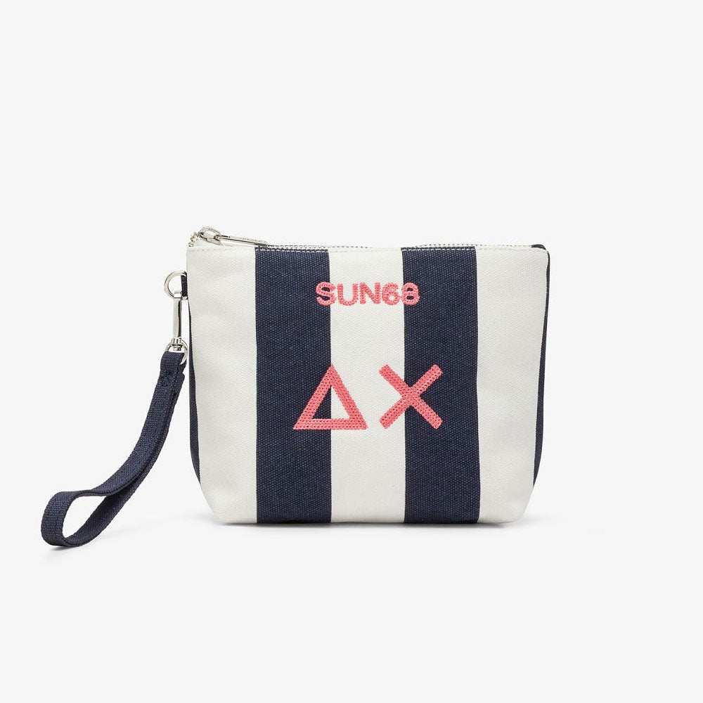Sun68 Pouch in Tela Stampato Colore Blu/Bianco
