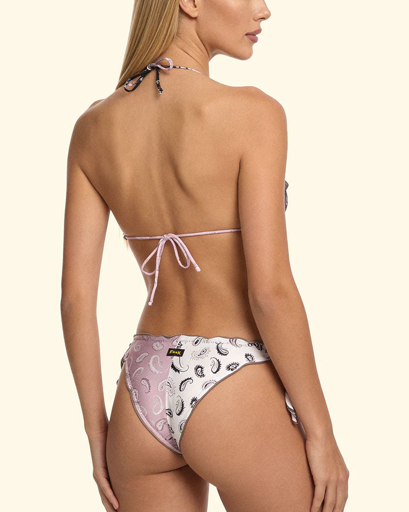 F**k Bikini Triangolo con Slip Regolabile Colore Bianco/Nero