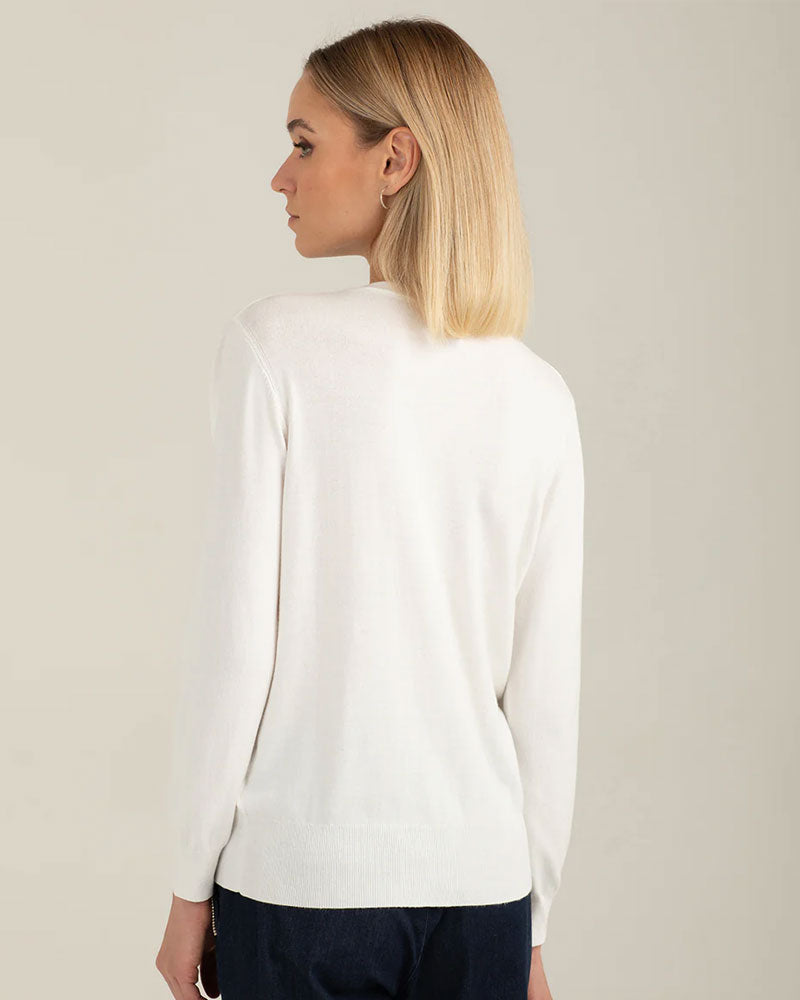 Fred Mello Cardigan Manica Lunga Colore Bianco