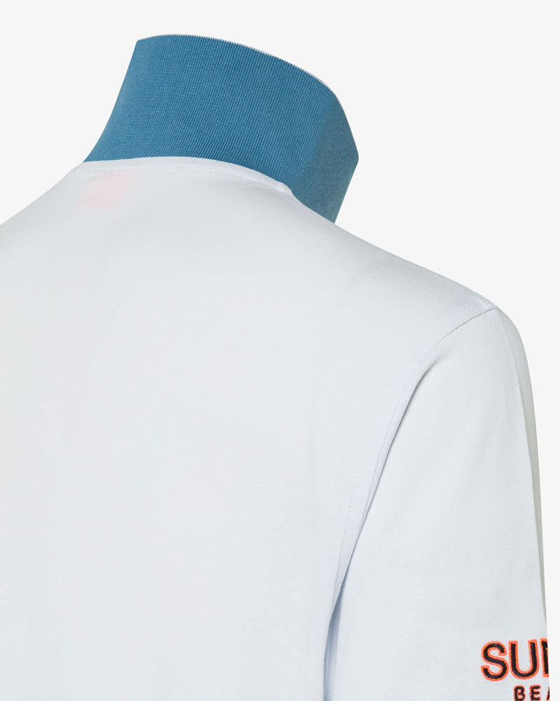 Sun68 Polo con Sottocollo a Contrasto Colore Bianco