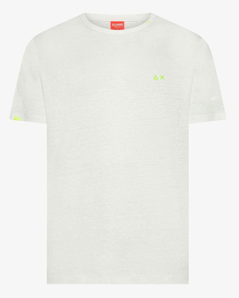 Sun68 T-Shirt in Jersey di Lino Colore Bianco