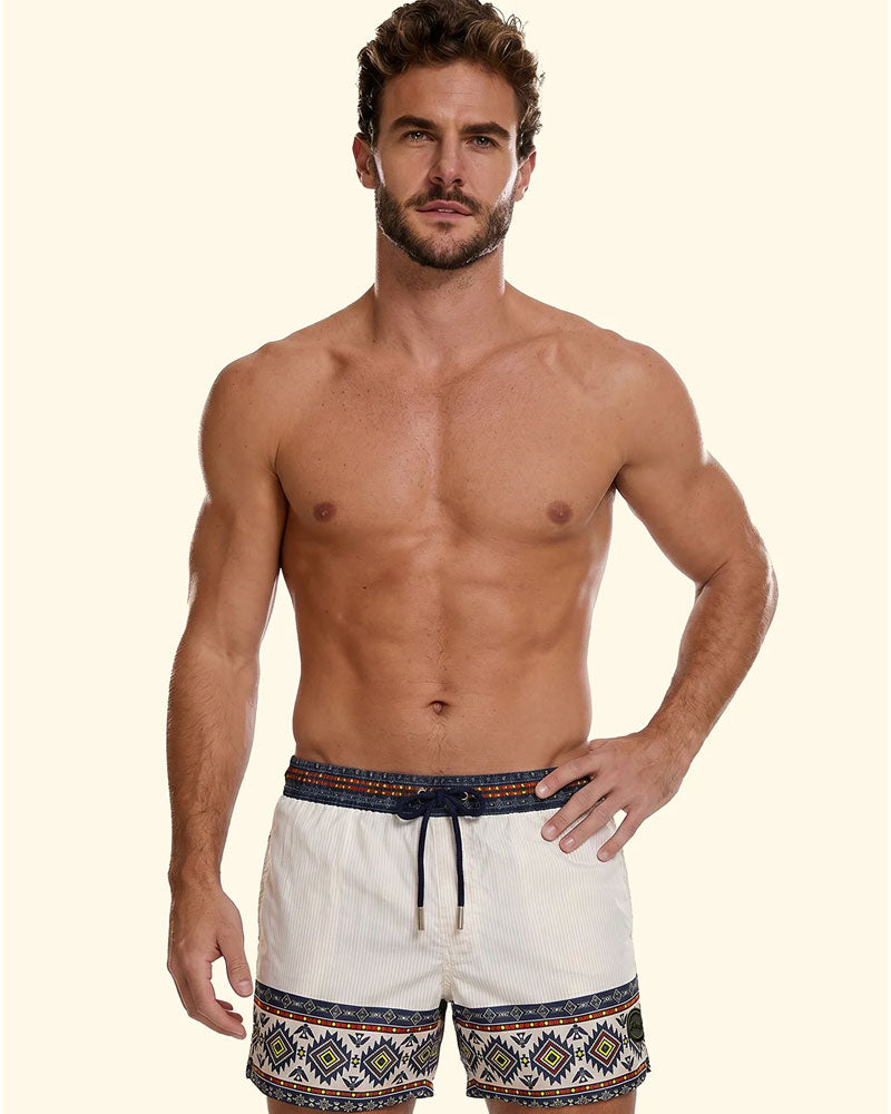 F**k Shorts da Bagno con Fantasia Colore Bianco