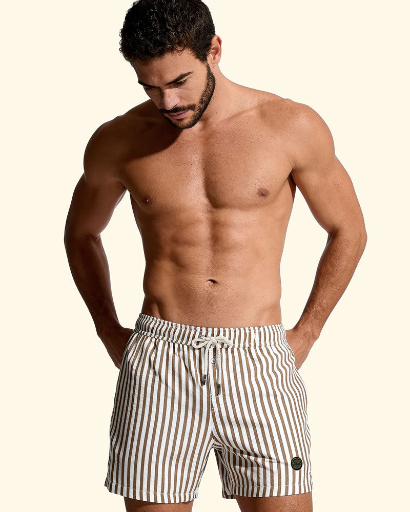 F**k Shorts Mare con Fantasia e Logo Colore Bianco/Beige
