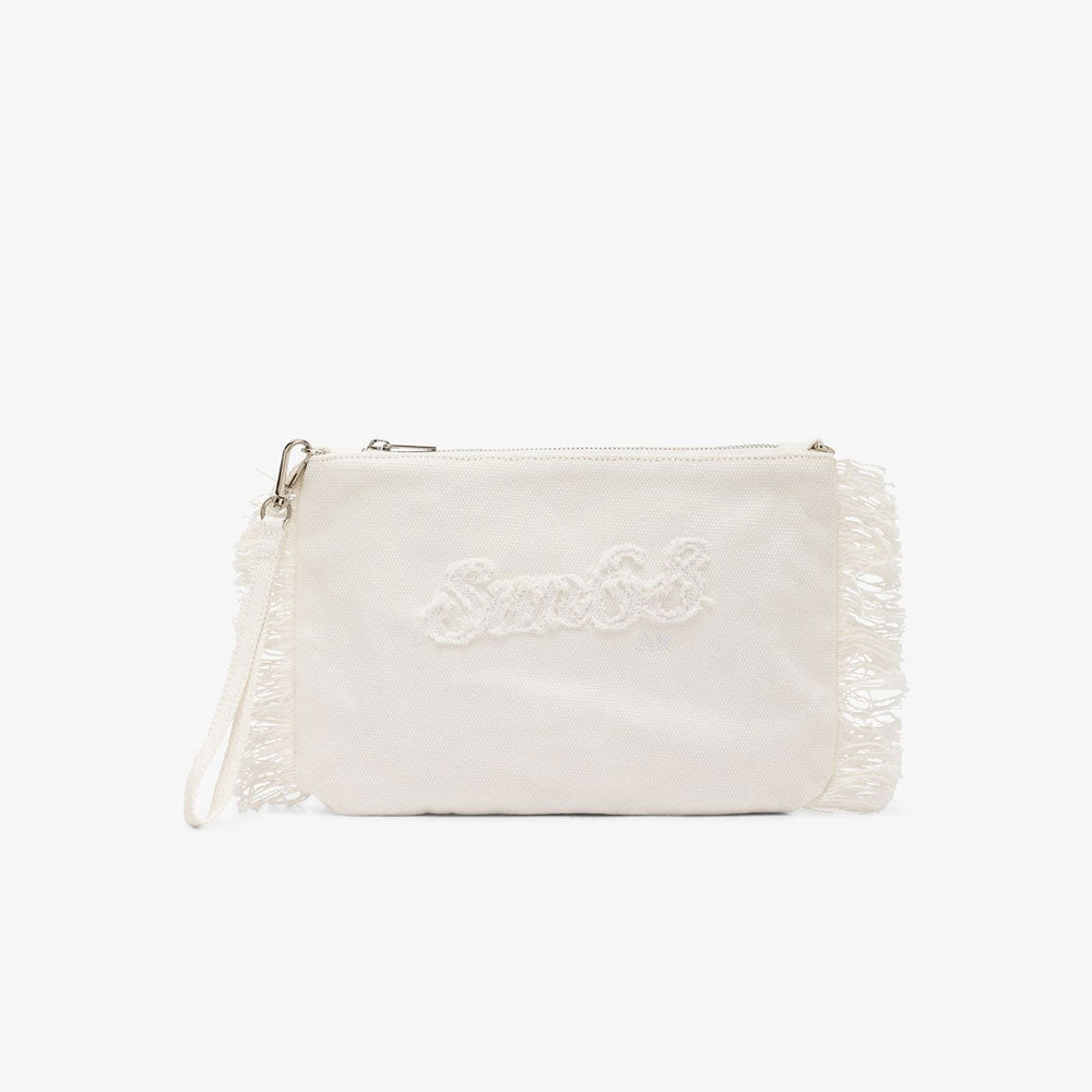 Sun 68 Pochette in Tela con Frange Colore Bianco
