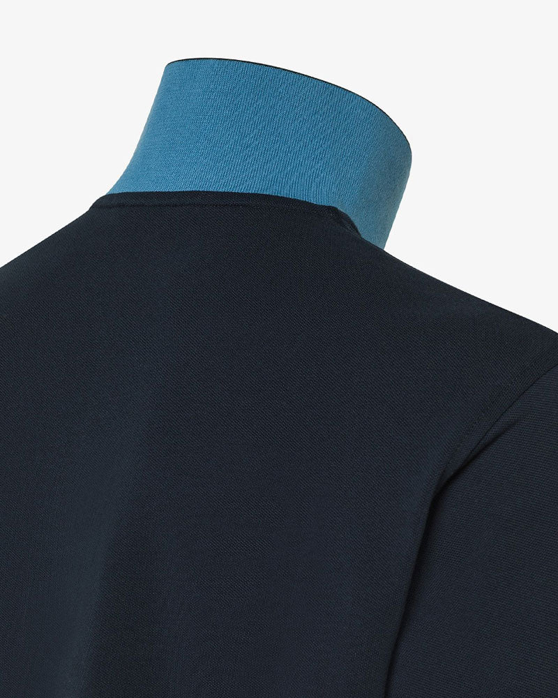 Sun68 Polo con Sottocollo a Contrasto Colore Blu Navy