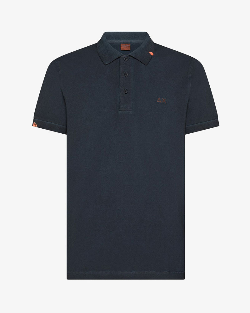 Sun 68 Polo Vintage in Piquet di Cotone Colore Blu