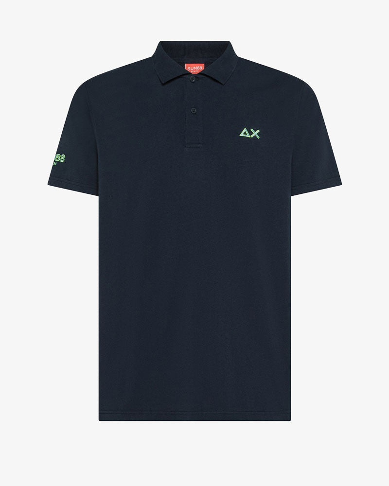 Sun 68 Polo in Jersey di Cotone Colore Blu