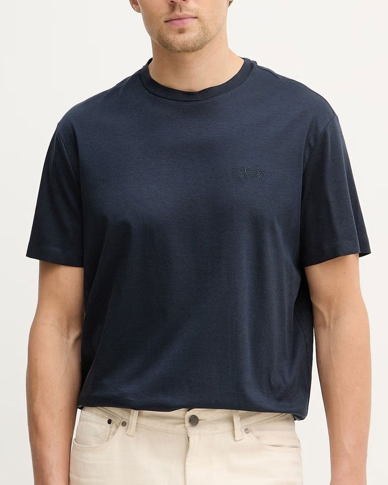 Guess T-Shirt con Logo con Seta Colore Blu