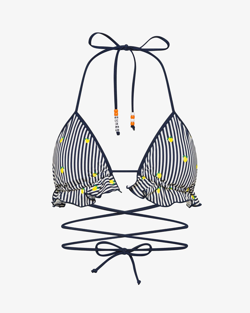 Sun68 Bikini Mare con Rouches Colore Panna/Blu Navy