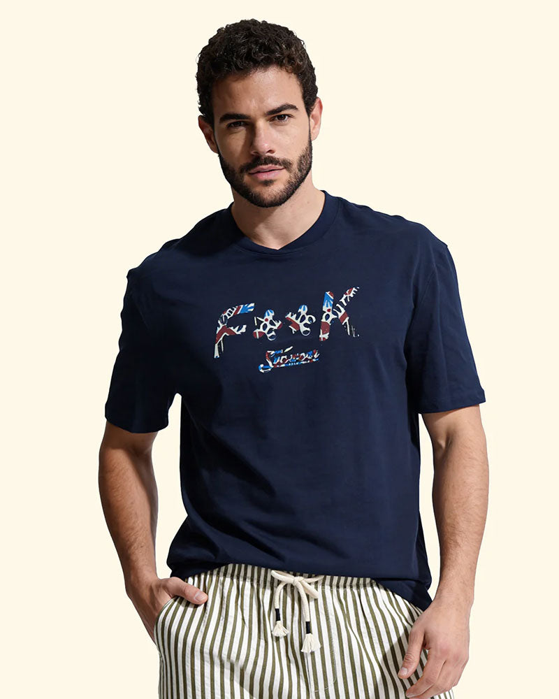 F**k T-Shirt con Stampa Colore Blu