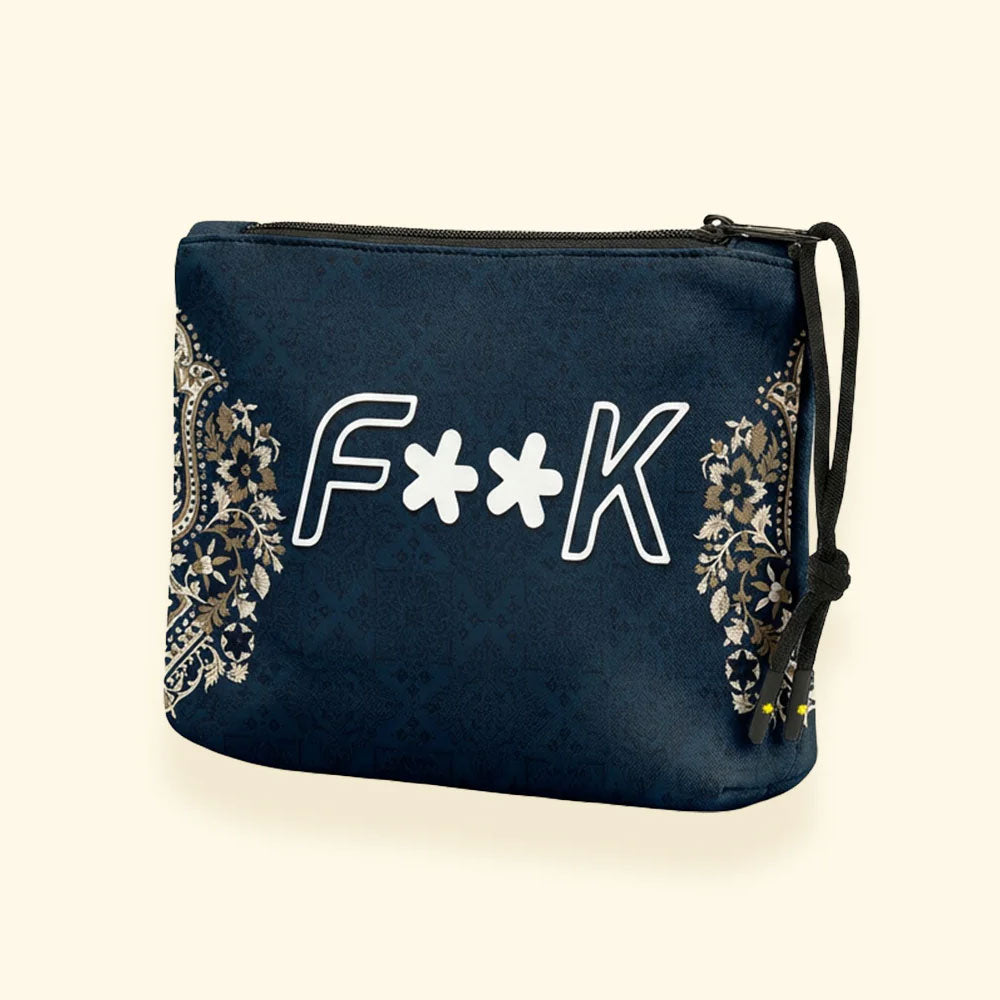F**k Pochette con Fantasia Fiori Colore Blu