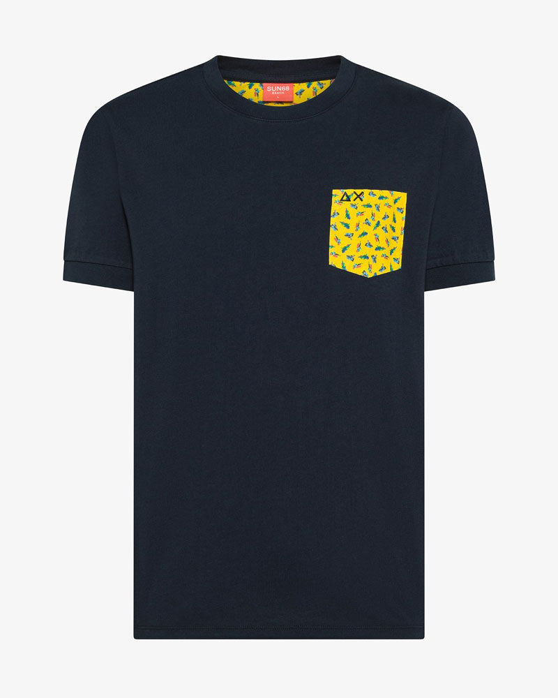 Sun68 T-Shirt con Taschino Colore Blu/Giallo