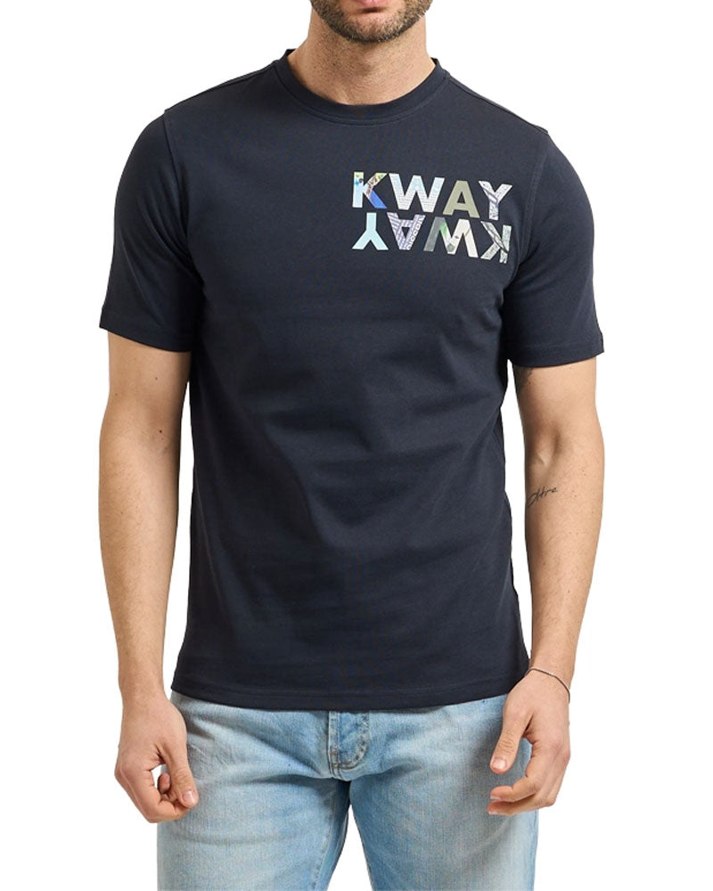 K-Way T-Shirt Odom Lettering Colore Blu Navy