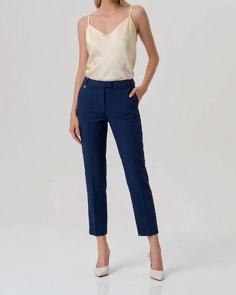 Fracomina Pantalone Regular Modello Chino Colore Blu Navy