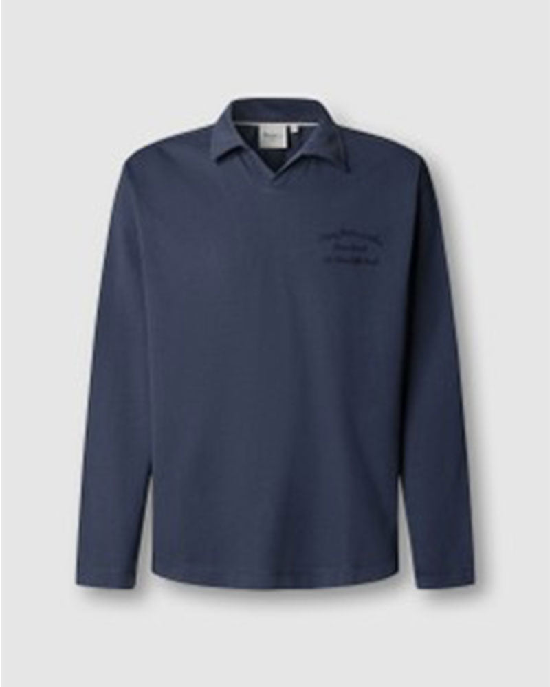 Pepe Jeans Polo a Maniche Lunghe con Logo Colore Blu Scuro