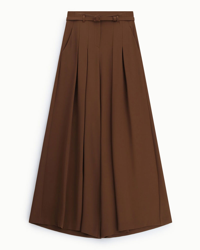 Imperial Pantaloni Palazzo Ampi Vita Alta con Cintura Colore Cacao