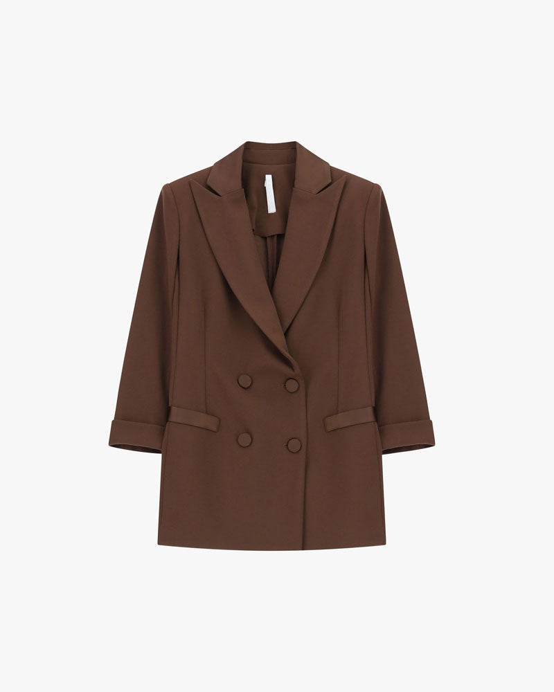 Imperial Blazer Doppiopetto con Maniche Tre Quarti Colore Cacao